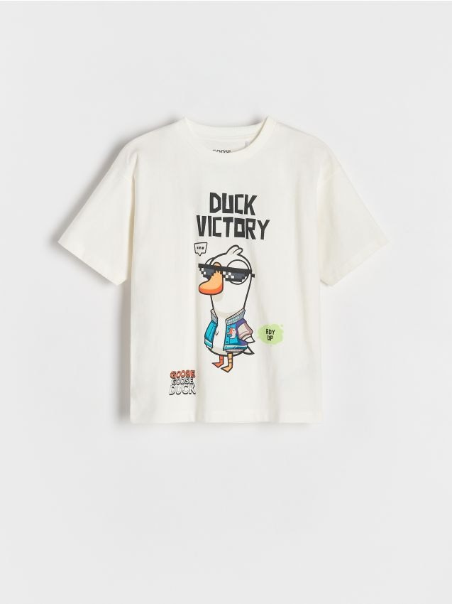 Reserved - T-shirt Goose Goose Ducks - złamana biel