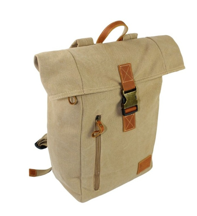 Stylowy i Elegancki Plecak Jennifer Jones JJ4548 Canvas Z Elementami Skórzanymi SŁOMIANY 30 x 43 x 16 [cm]