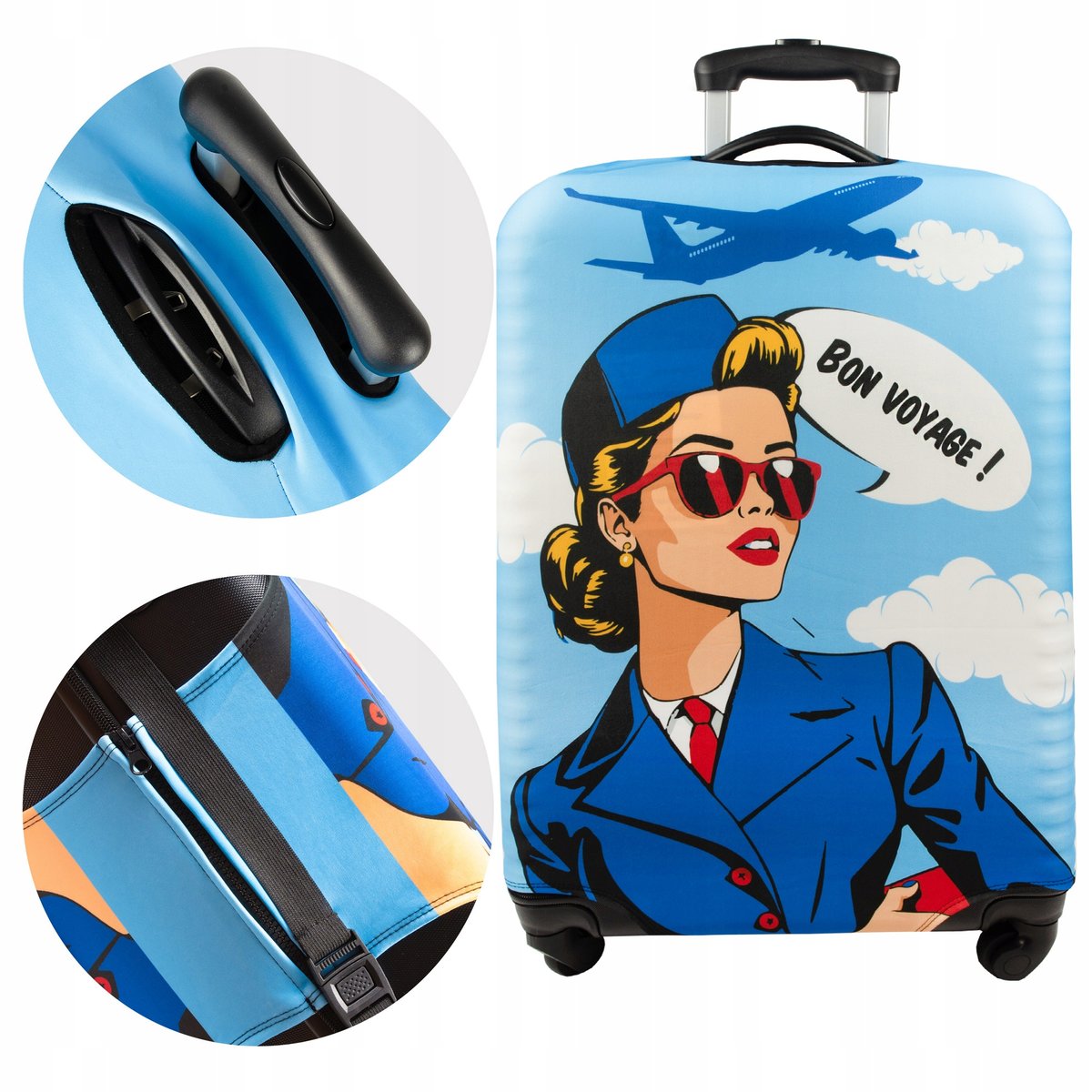 Pokrowiec ochraniacz na walizk�� Sillar z motywem stewardessy 62x43x27 cm M