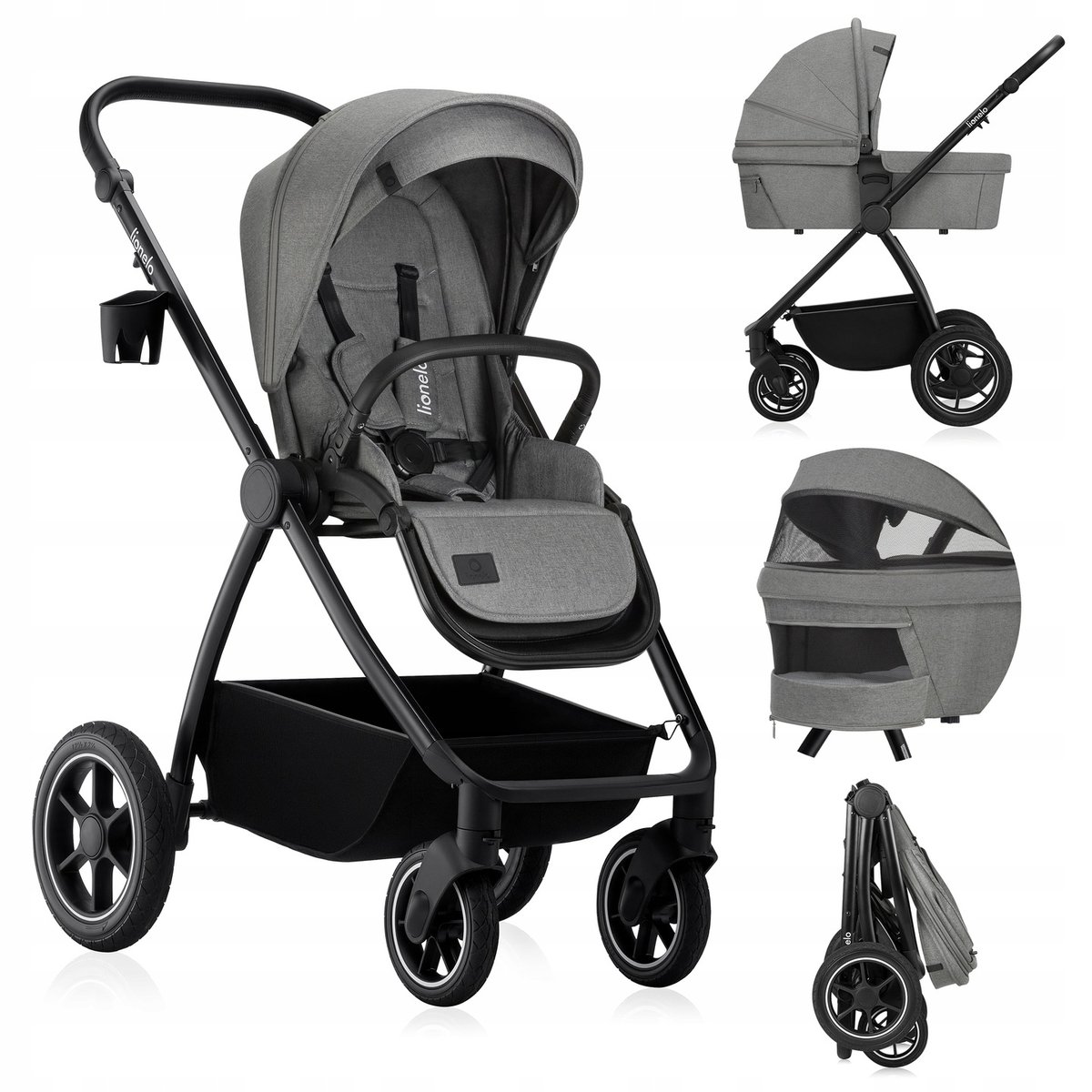 W��zek wielofunkcyjny 2w1 spacer��wka + gondola XL materac LIONELO MERIL 2IN1