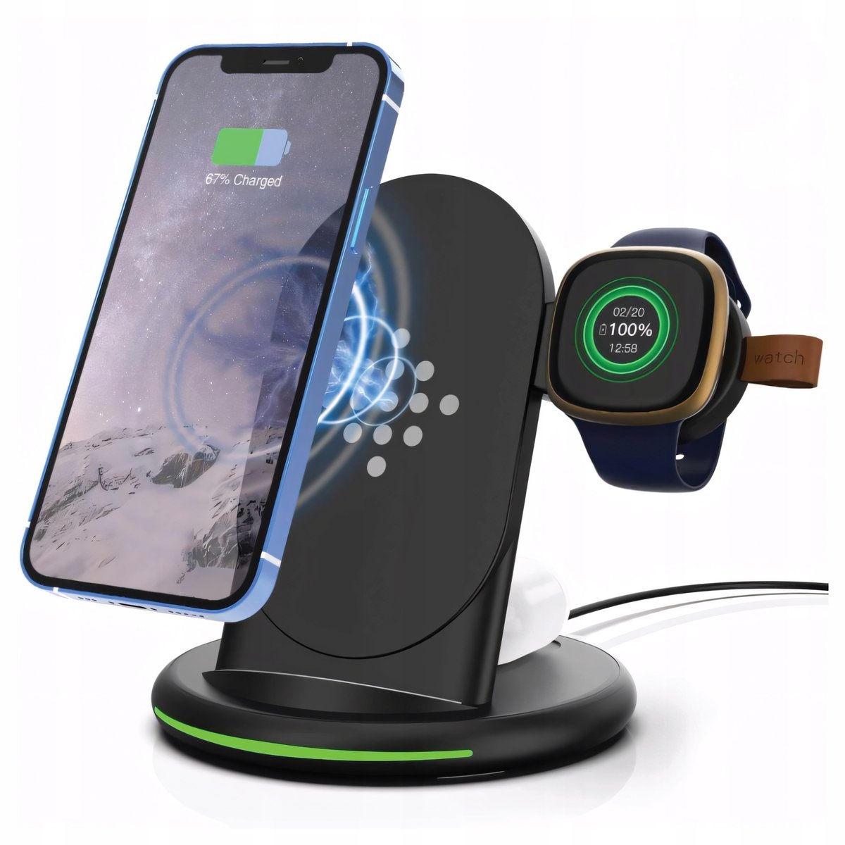 Stacja Ładująca Ładowarka Bezprzewodowa Indukcyjna Do Iphone 3W1 Airpods