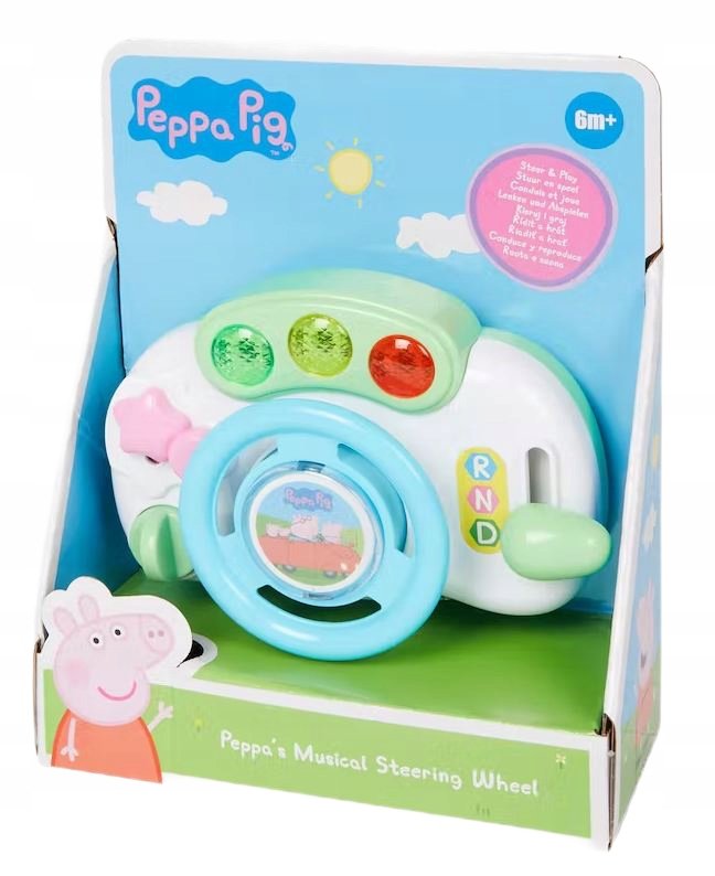 Zabawka Kierownica Muzyczna światło dźwięk przyciski Świnka Peppa 6m+