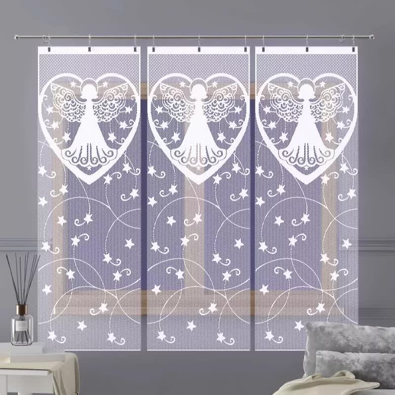 Firanka panel żakardowy frędzle Aniołek 60x165 cm biały 60 cm 165 cm