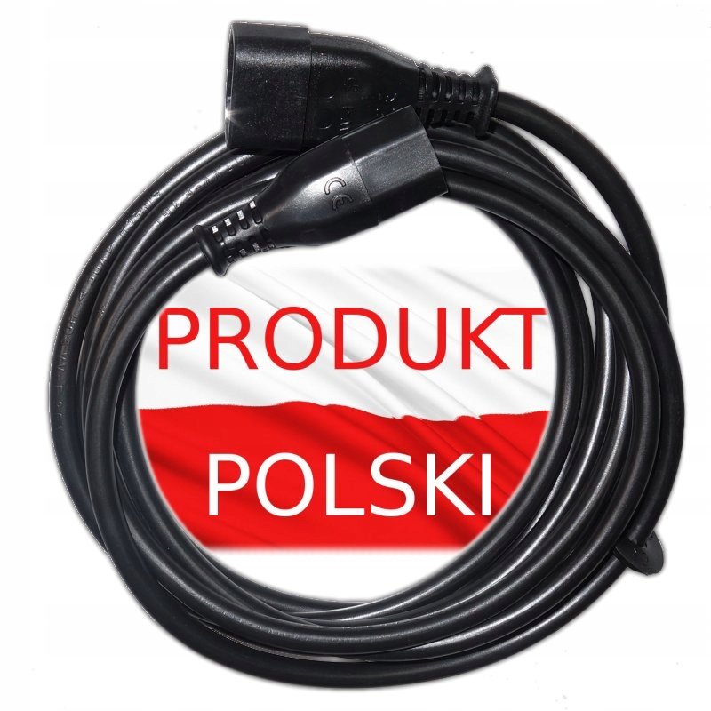 KABEL ZASILAJ��CY PC DO KOMPUTERA PRZED��U��ACZ 5m 3x1mm C13/C14 M/F POLSKI