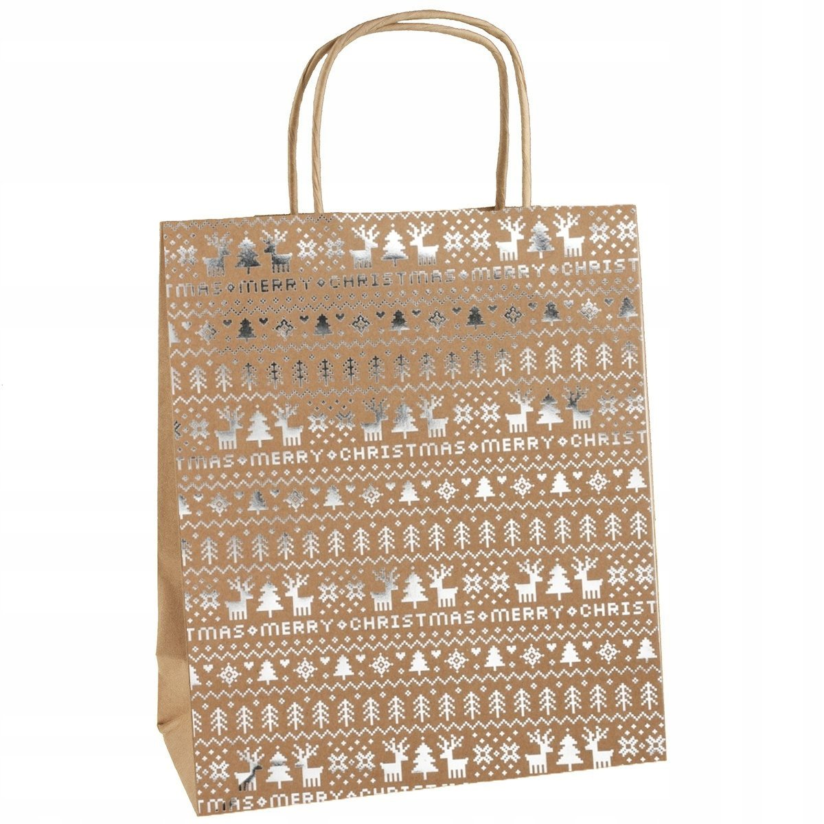 Torebka Świąteczna Na Prezent 33x41 PREZENTOWA PAPIEROWA BRĄZOWA KRAFT