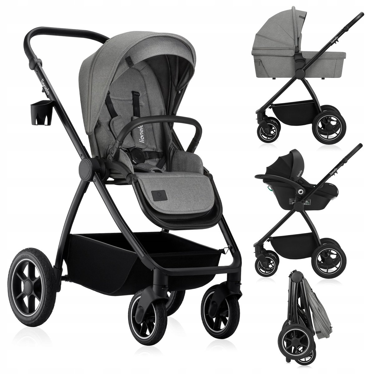 W��zek wielofunkcyjny 3w1 spacer��wka + gondola XL fotelik LIONELO MERIL 3IN1