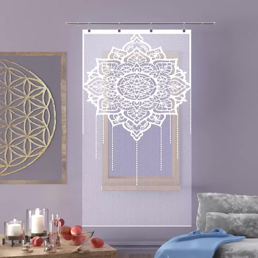Firanka panel żakardowy frędzle Mandala 70x165 cm biały 70 cm 165 cm