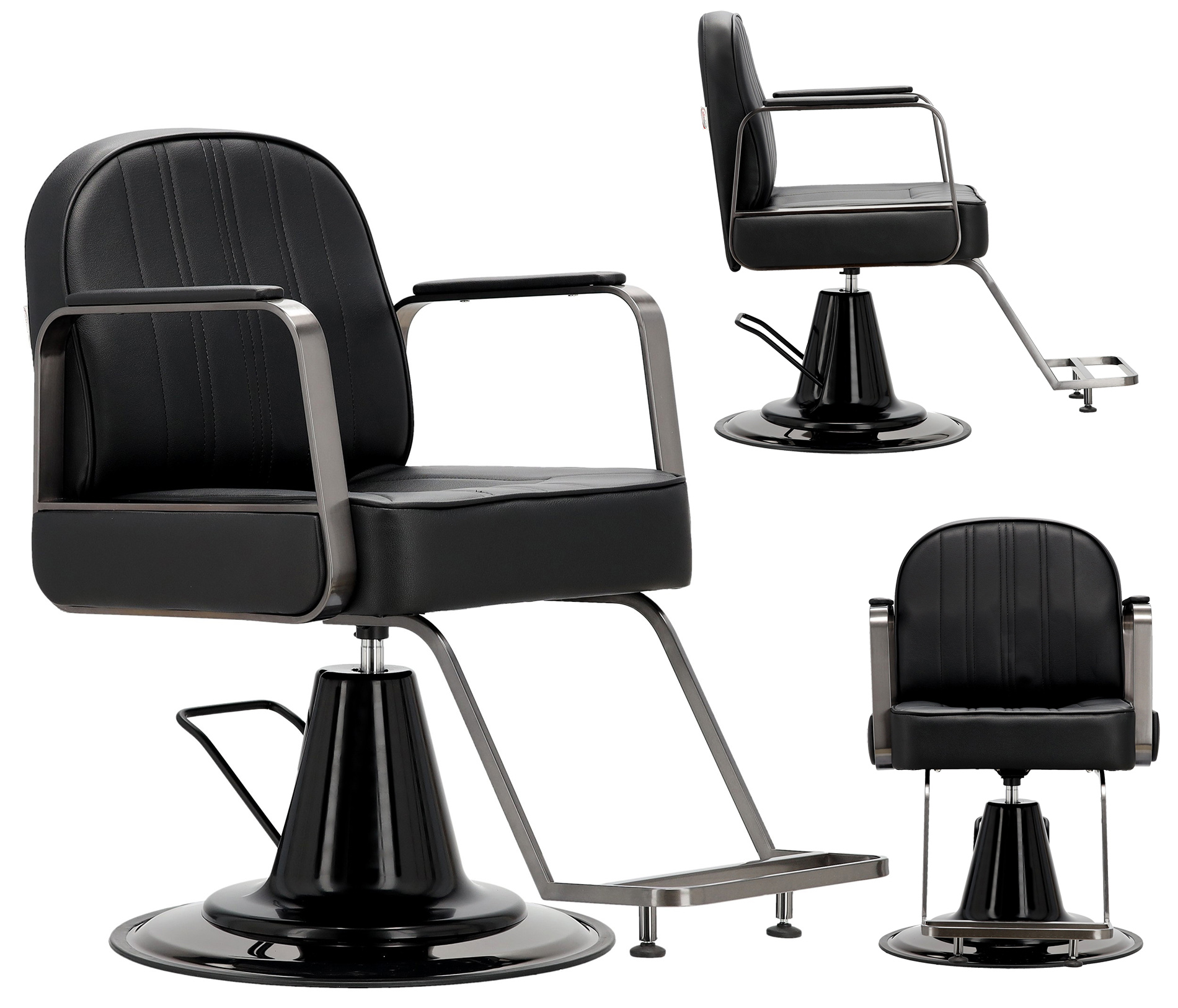 Fotel fryzjerski hydrauliczny obrotowy do salonu fryzjerskiego podnóżek chromowany krzesło fryzjerskie Palermo produkt złożony