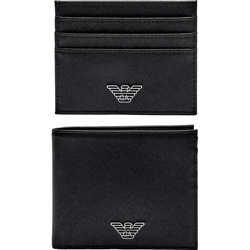 Emporio Armani Skórzany portfel + etui na karty