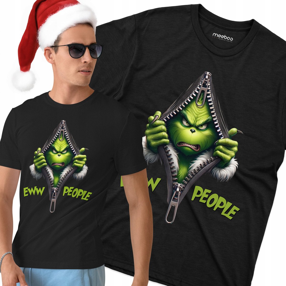Koszulka Świąteczna Męska Grinch Eww People z Humorem Pod Choinkę Mikołajki