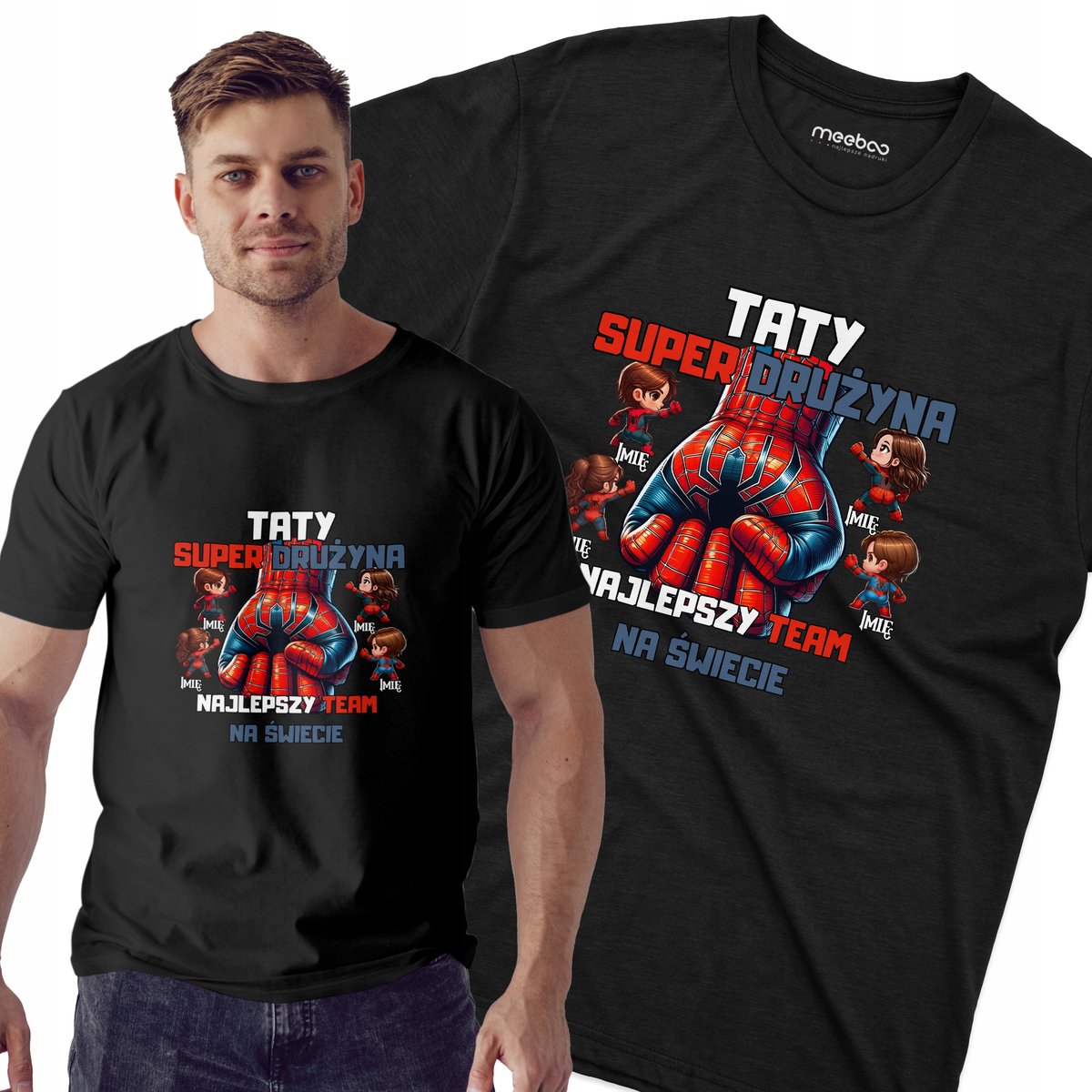 KOSZULKA TATY SPIDERMAN Z IMIONAMI DZIECI GANG NA DZIEŃ OJCA PREZENT