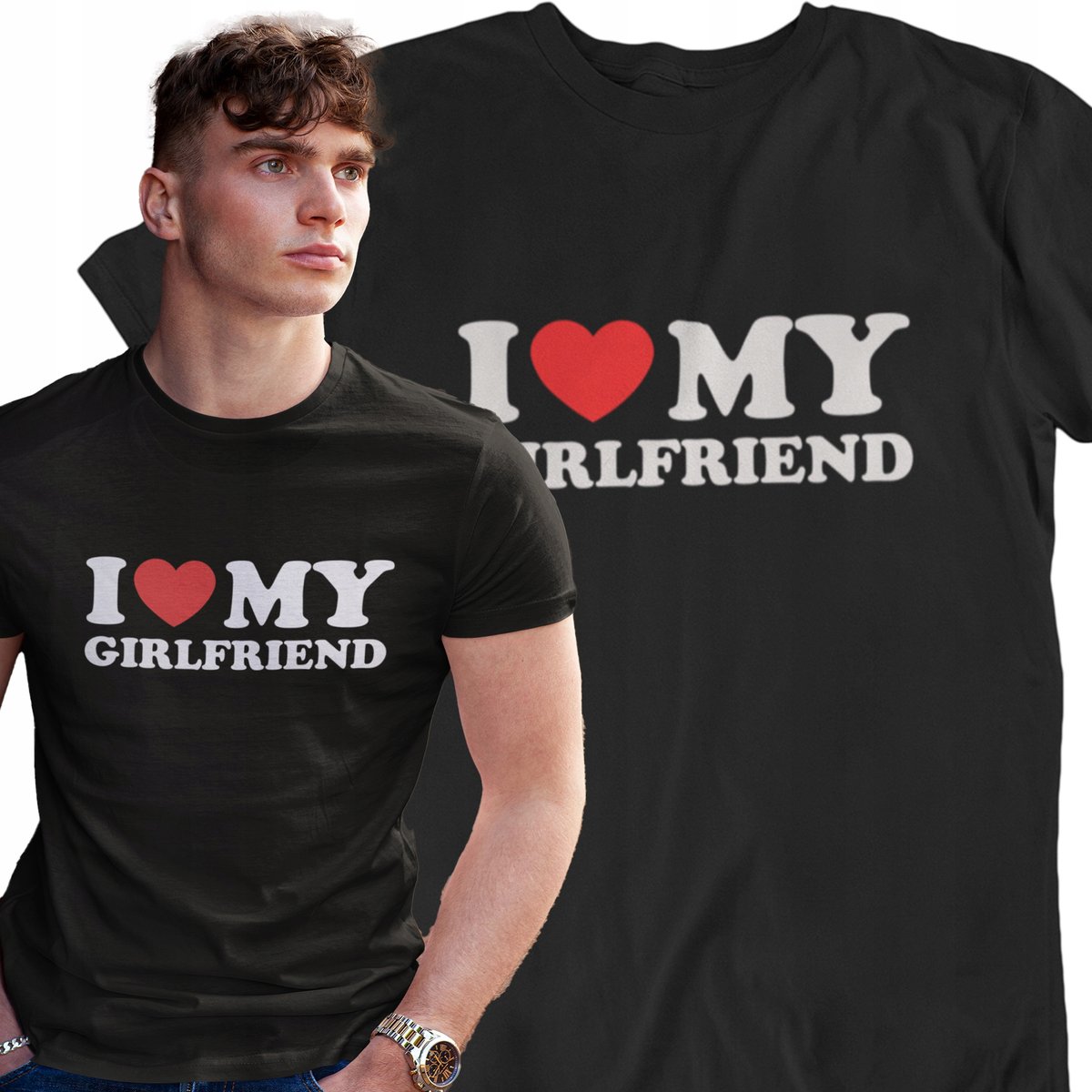 Koszulka męska I LOVE MY GIRLFRIEND prezent dla niego miłość walenty