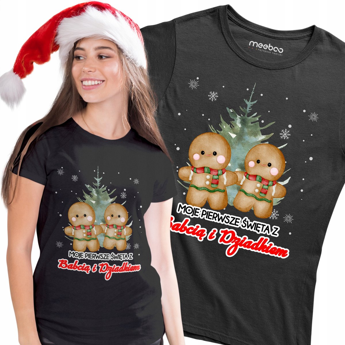 Koszulka Damska Świąteczna Moje Pierwsze Święta z Babcią i Dziadkiem