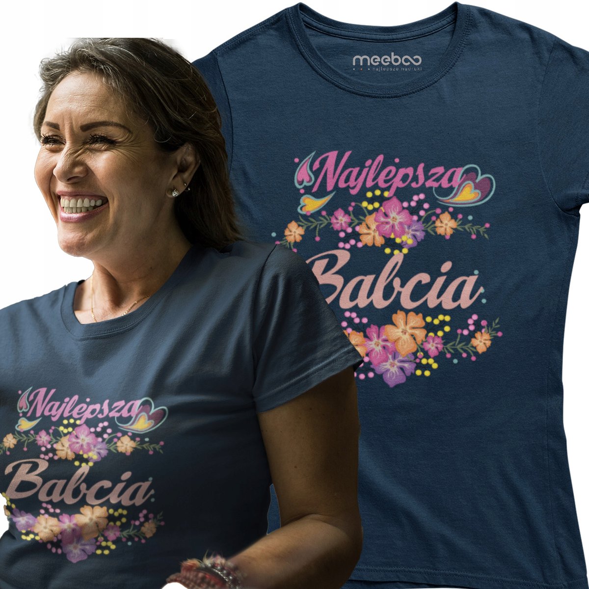 KOSZULKA KOSZULKI NAJLEPSZA BABCIA KWIATY PREZENT DZIEŃ BABCI DLA NIEJ