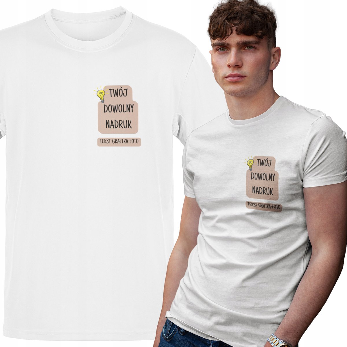 KOSZULKA T-SHIRT Z TWOIM WŁASNYM NADRUKIEM NAPISEM