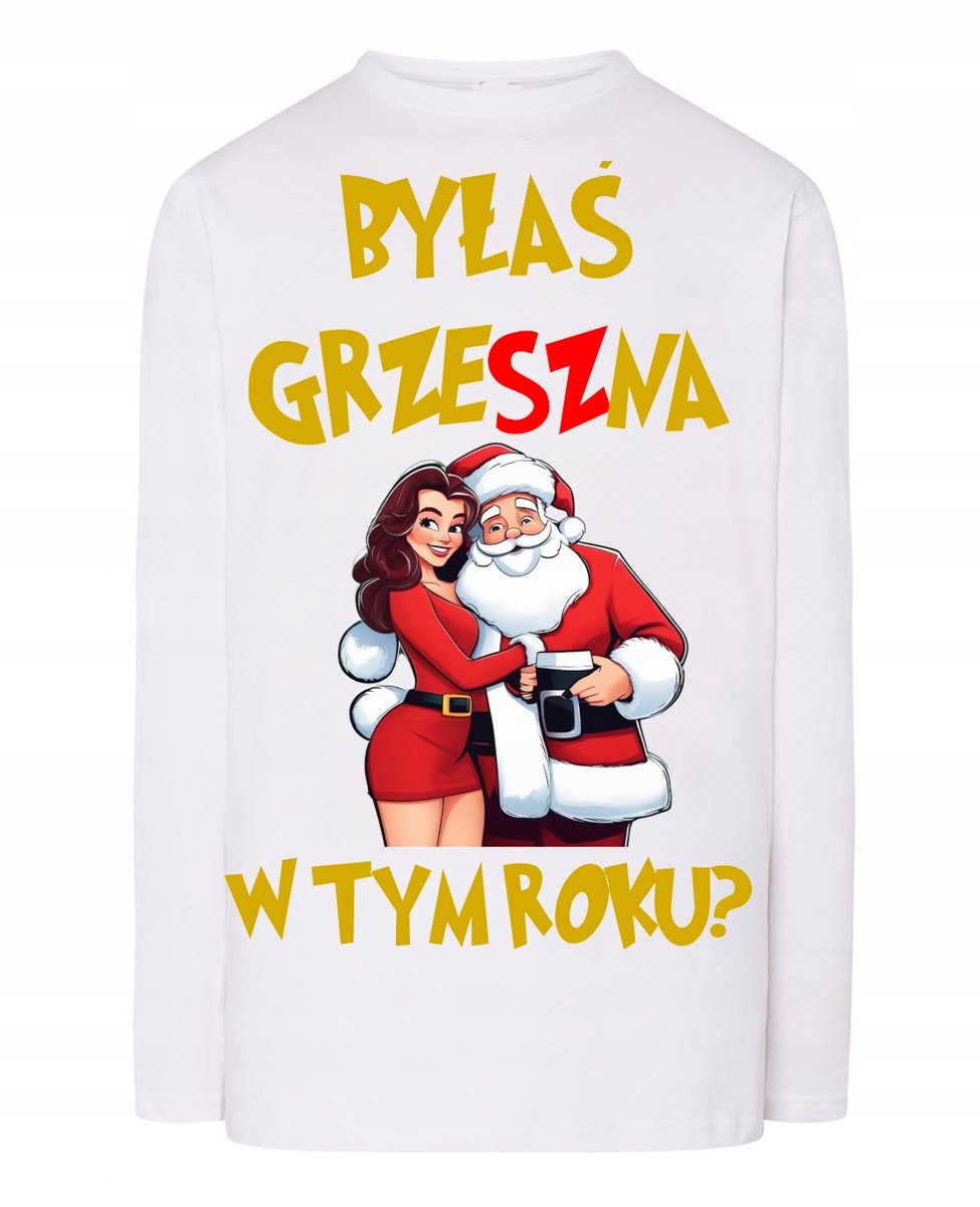 Longsleeve męski Świąteczny Nadruk Mikołaj Mikołajki Prezent r.4XL