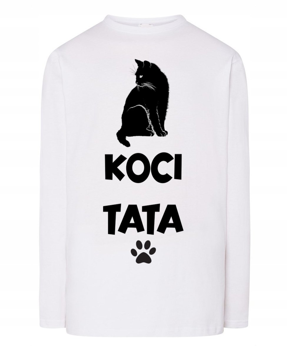 Longsleeve na Dzień Taty Prezent zabawny nadruk Koci TATA r.L