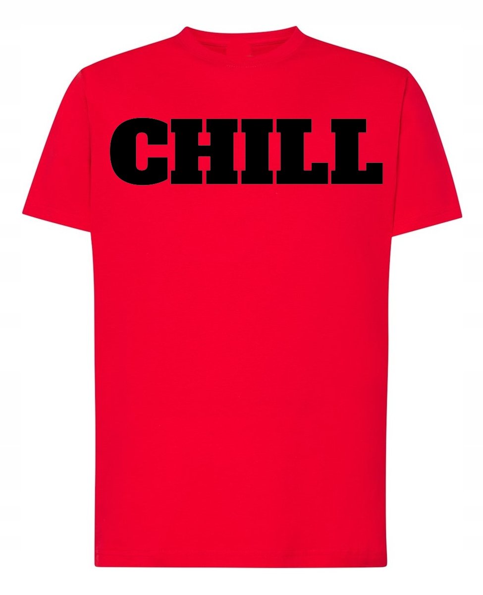 T-Shirt męski nadruk napis CHILL młodzieżowy r.XS