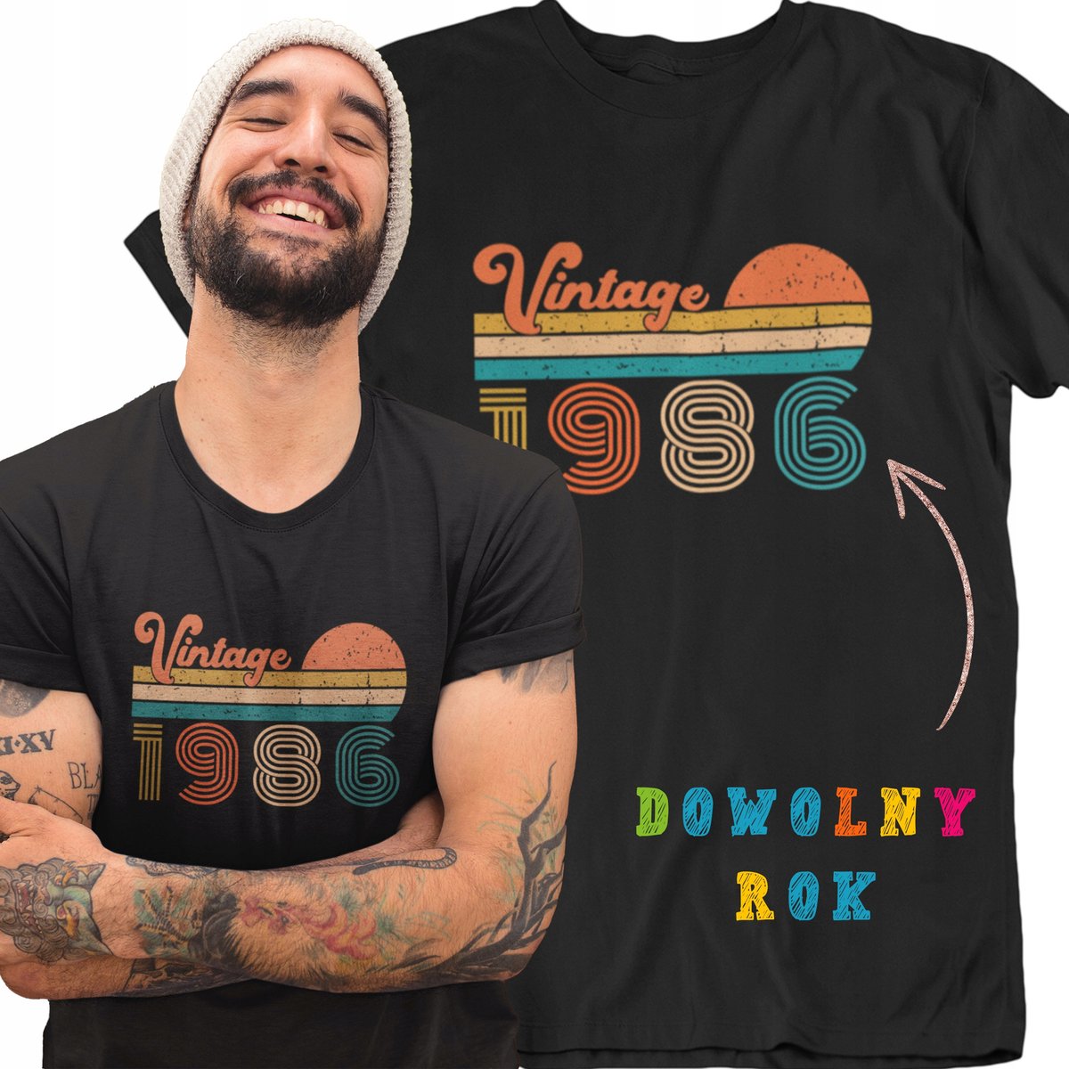 Koszulka na urodziny 30 40 50 60 męska dla niego VINTAGE prezent