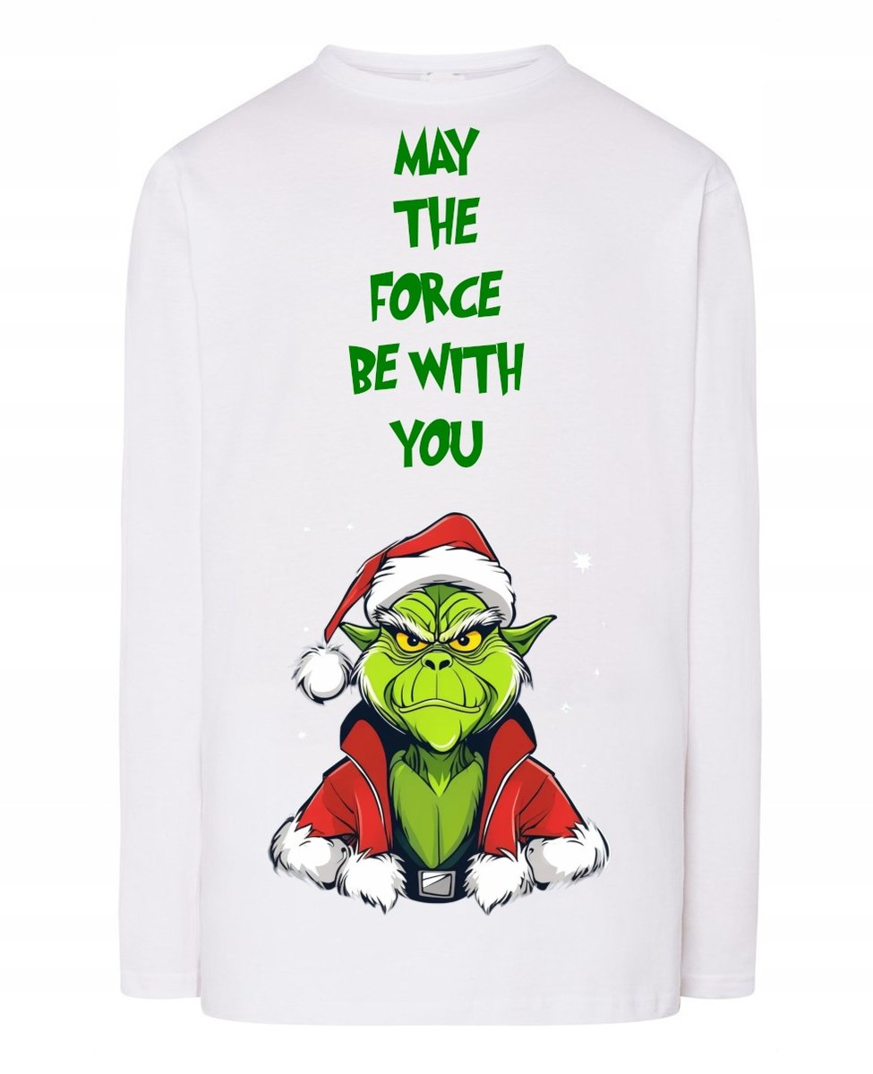 Longsleeve męski Świąteczny YodaGrinch Niech Moc będzie z Tobą r.L