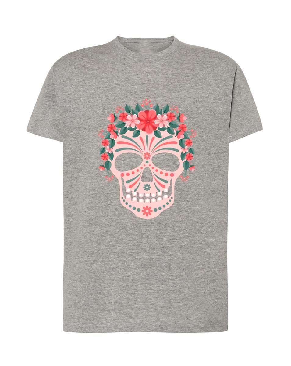 T-Shirt męski nadruk Czaszka Kwiatki Rozm.5XL