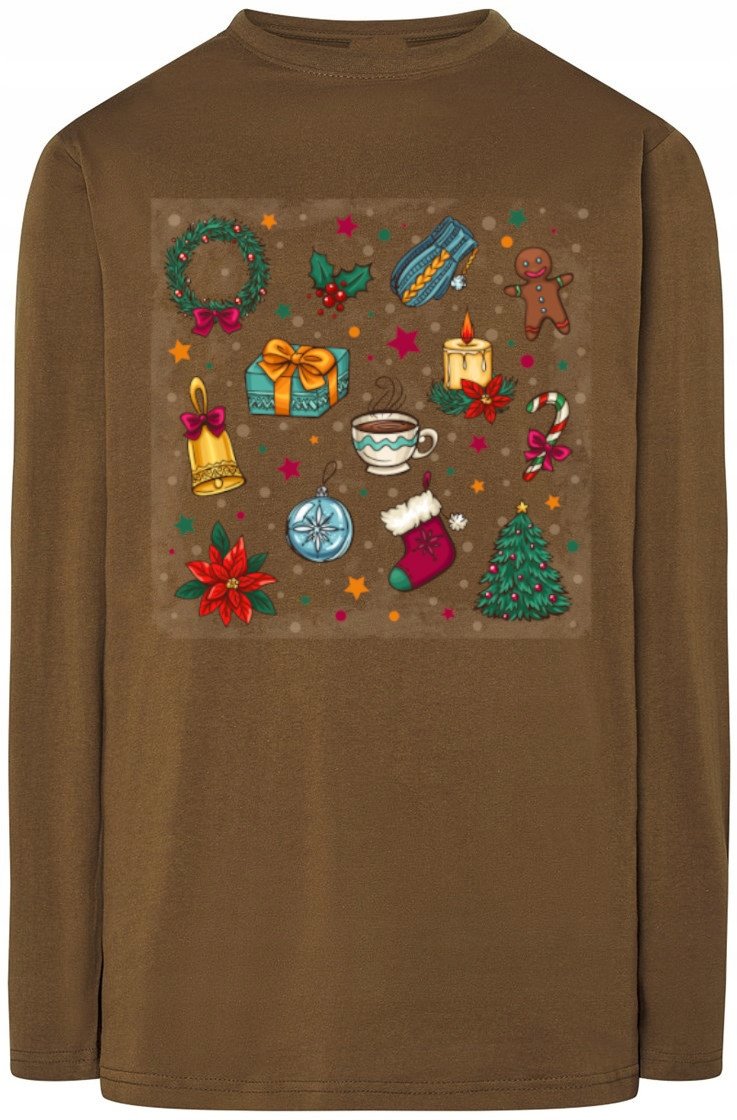Longsleeve Męski Świąteczny Modny Nadruk Rozm.XS
