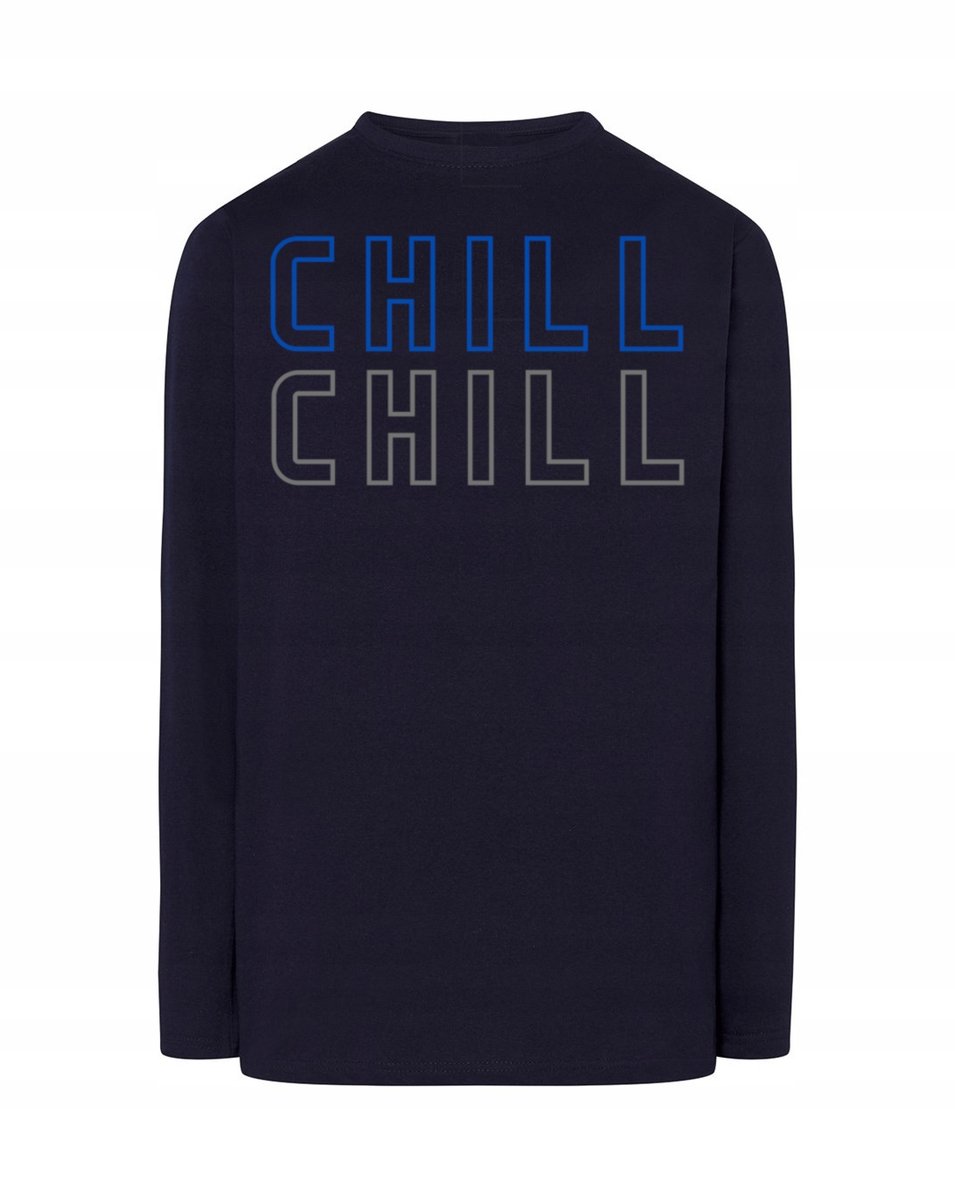 Longsleeve męski fajny nadruk napis CHILL r.M
