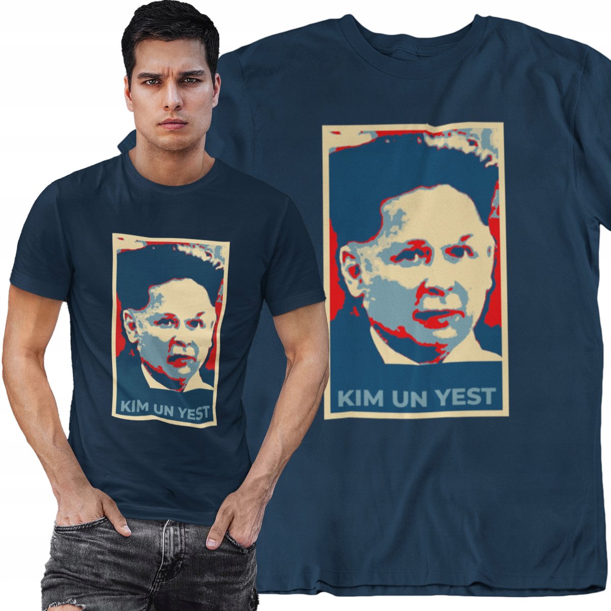 KOSZULKA MĘSKA POLITYCZNA PREZES KIM UN YEST SZEF SZEFÓW HUMOR DLA NIEGO