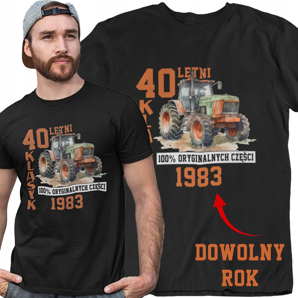 KOSZULKA na URODZINY MĘSKA z TRAKTOR 30 40 50 60 70 LATEK prezent