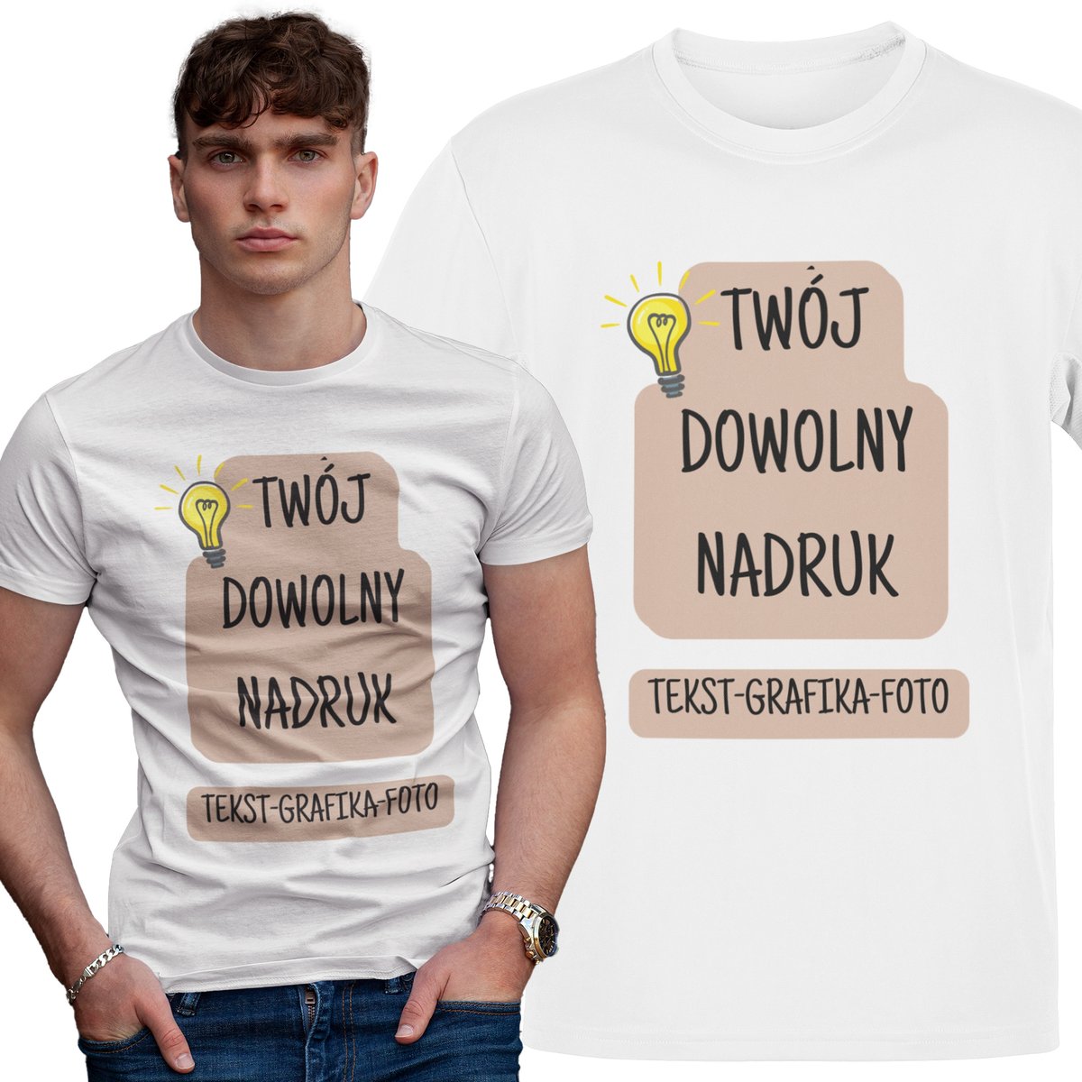 KOSZULKA T-SHIRT Z TWOIM WŁASNYM NADRUKIEM NAPISEM