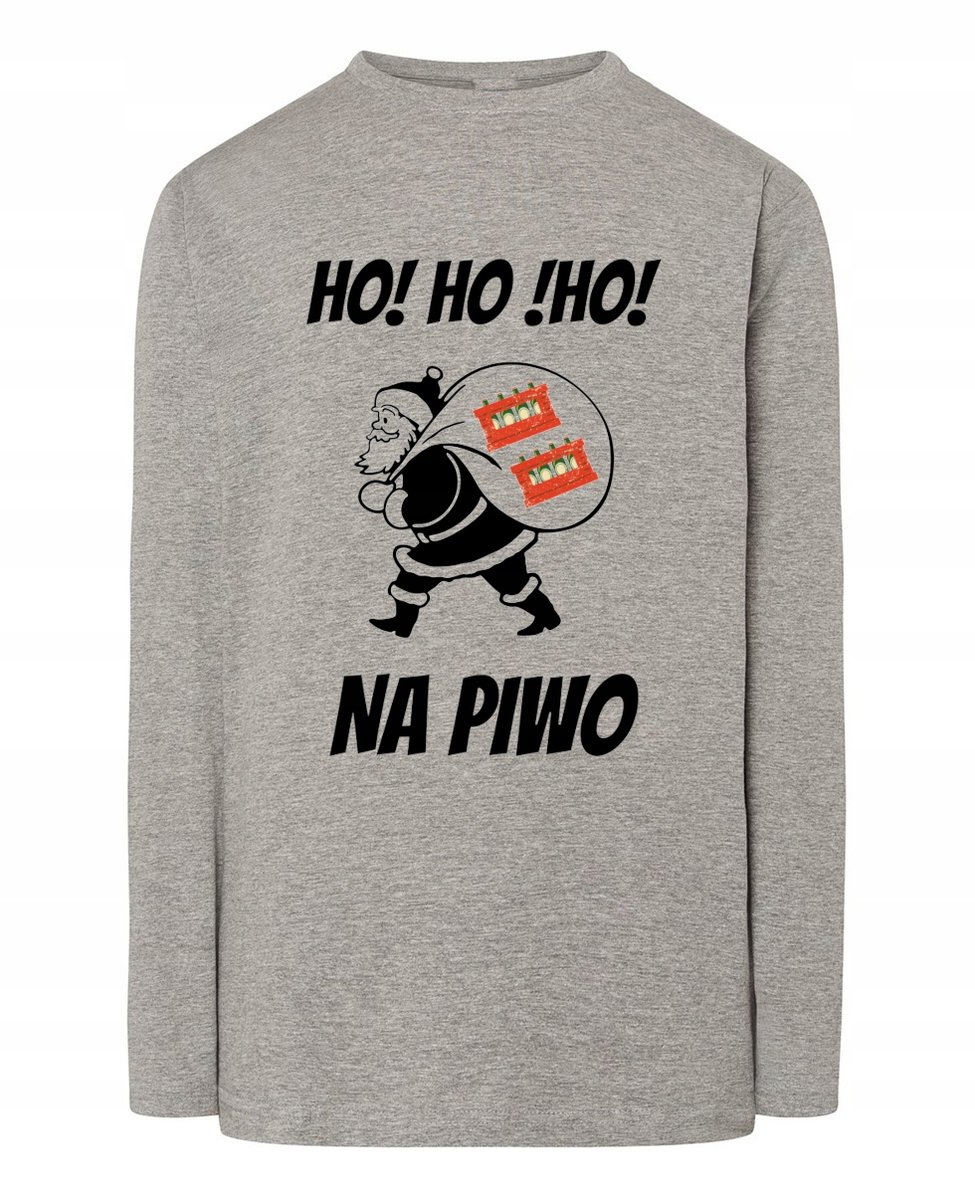 Longsleeve męski zabawny nadruk Ho Ho Ho na pi_wo r.XL