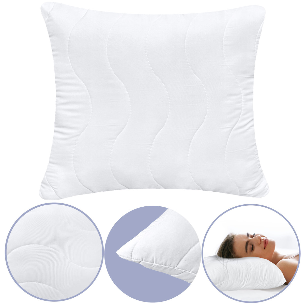 Poduszka Do Spania 70X80 Pikowana Antyalergiczna Mikrofibra Oddychająca