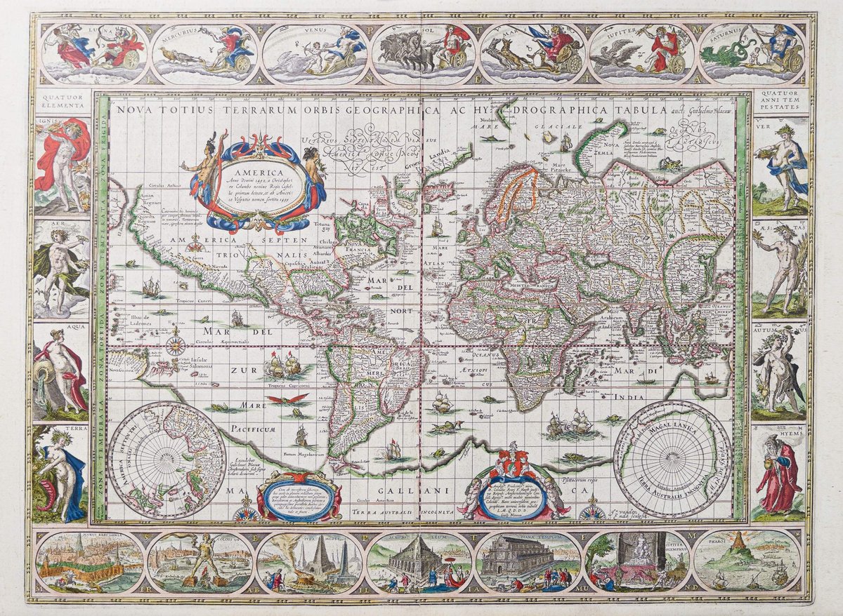 ��wiat wed��ug Willema Blaeu z 1635r mapa ��cienna NA P����TNIE jak obraz Canvas