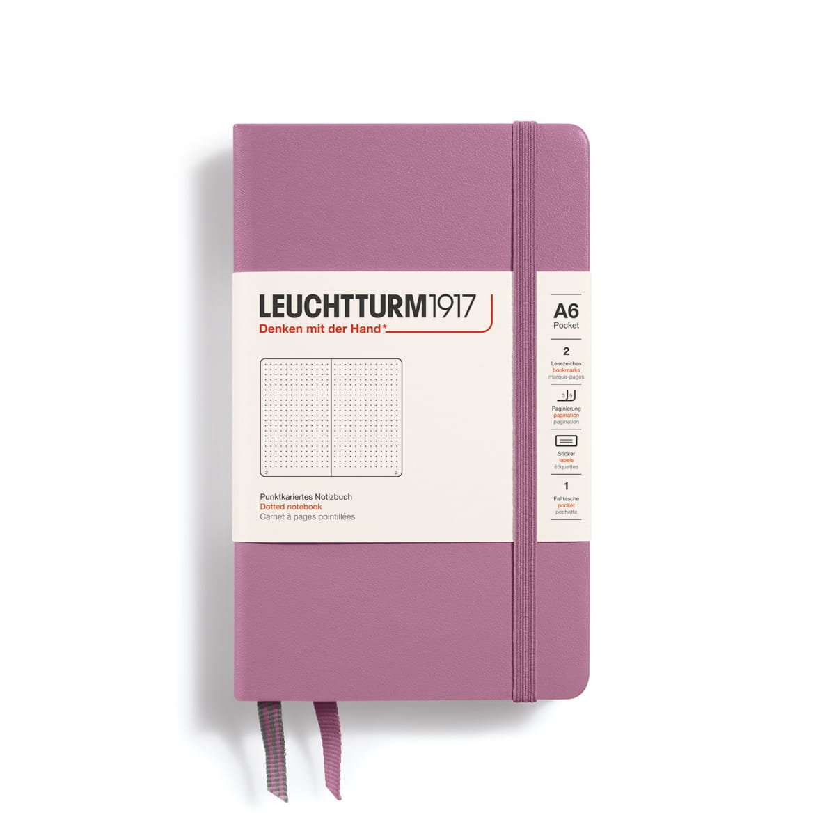 Notatnik Leuchtturm1917 Pocket A6, twarda oprawa, Kropki, Dusty Rose