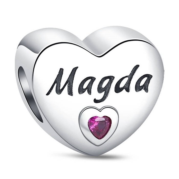 Zawieszka Charms SREBRO 925 Koralik do PANDORA Serce Imię Magda