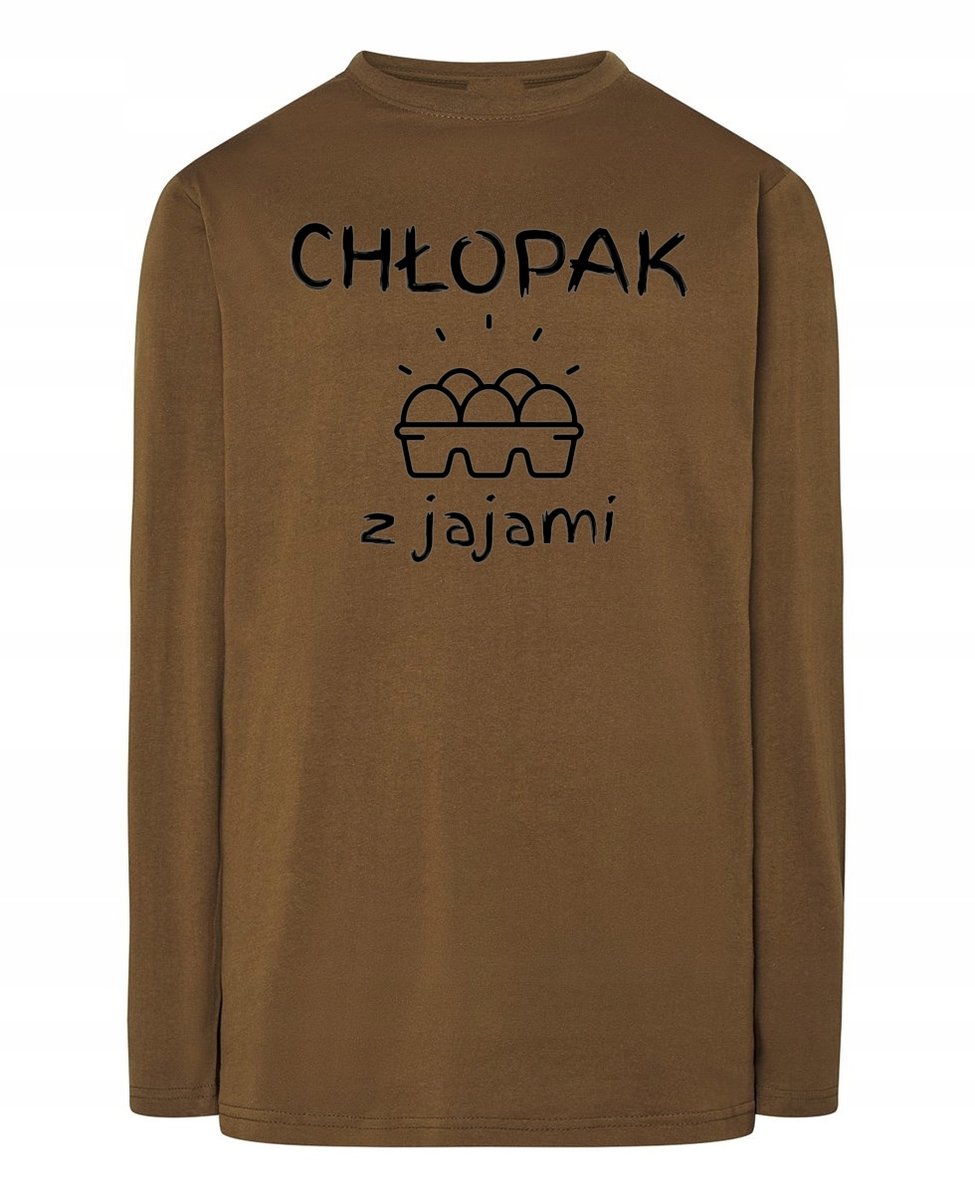 Longsleeve męski Zabawny nadruk Chłopak z jajami r.M