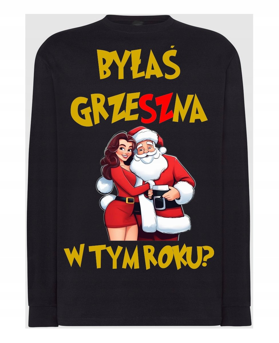 Longsleeve męski Świąteczny Nadruk Mikołaj Mikołajki Prezent r.L