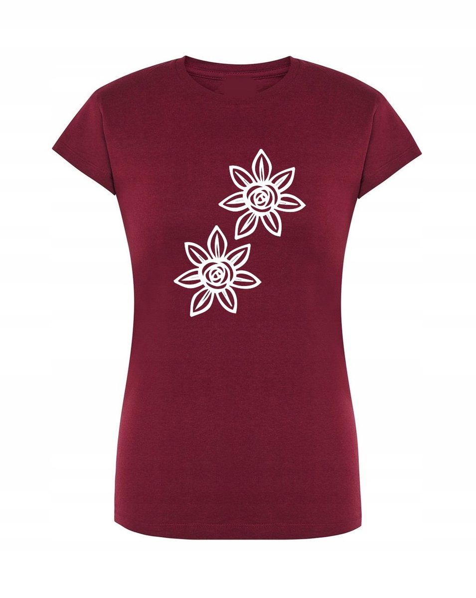 T-Shirt damski wakacyjny nadruk Kwiatki r.M