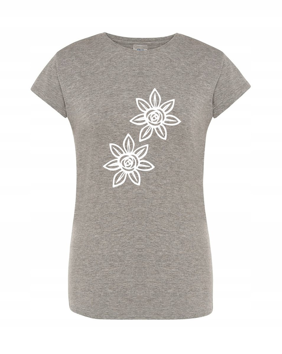 T-Shirt damski wakacyjny nadruk Kwiatki r.S