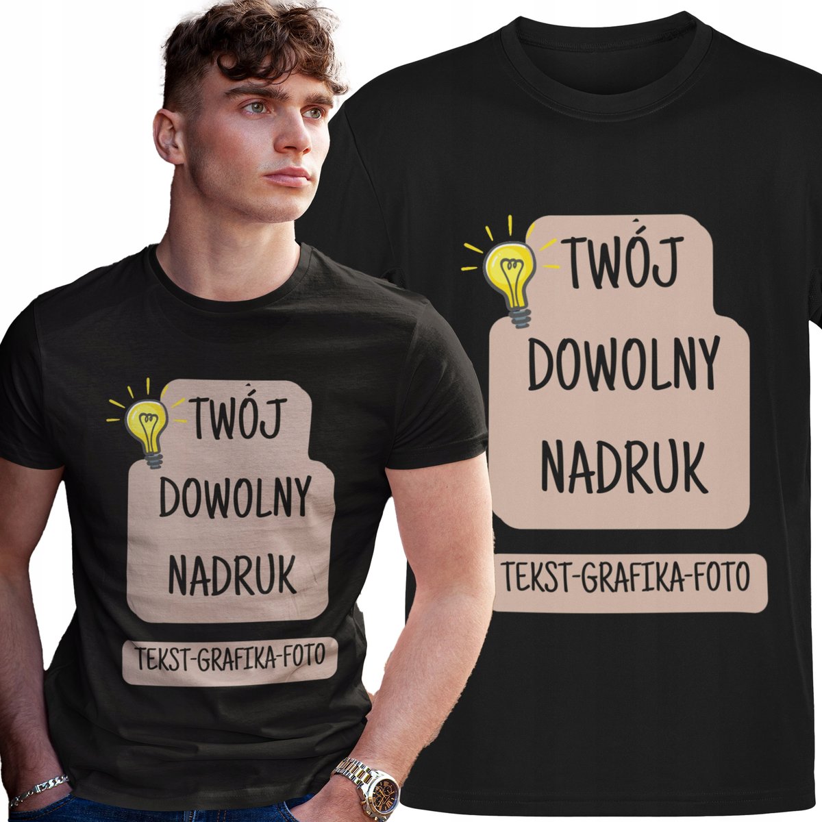 KOSZULKA T-SHIRT Z TWOIM WŁASNYM NADRUKIEM NAPISEM