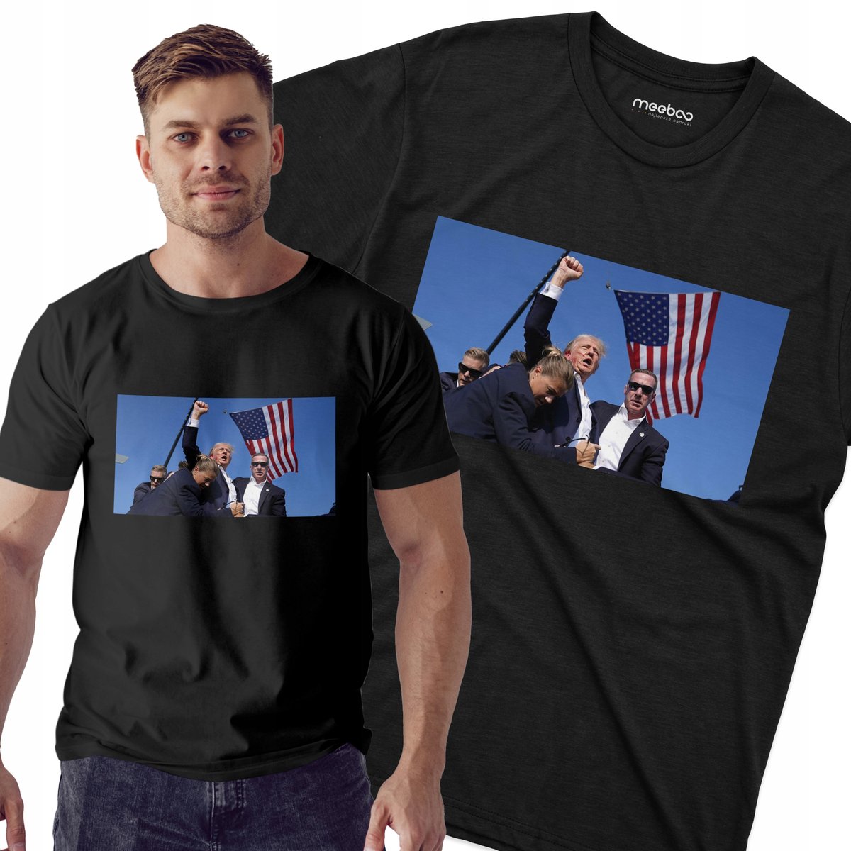 Koszulka męska Donald Trump wybory Make America Great Again Fight Fight USA