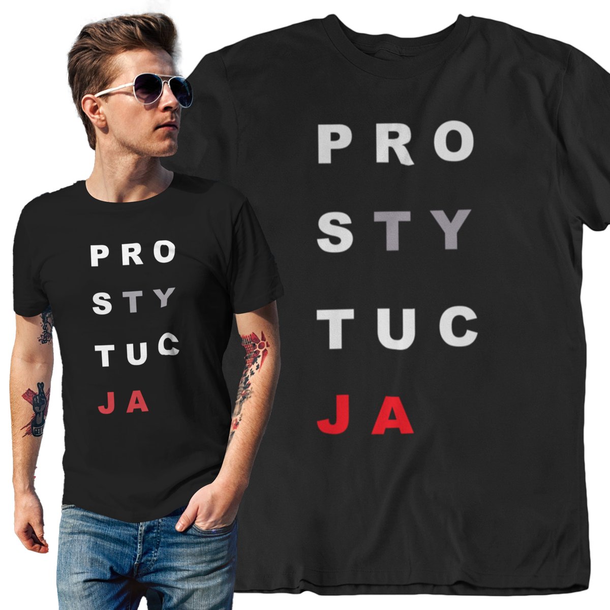 KOSZULKA DLA NIEGO MĘSKA POLITYKA PROSTYTUCJA Z NADRUKIEM PREZENT
