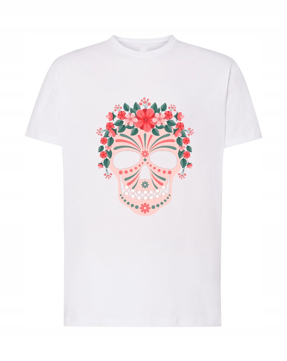 T-Shirt męski nadruk Czaszka Kwiatki Rozm.XL