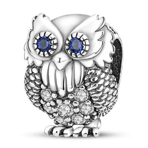Zawieszka Charms SREBRO 925 Koralik do PANDORA Ptak Puchacz Sowa