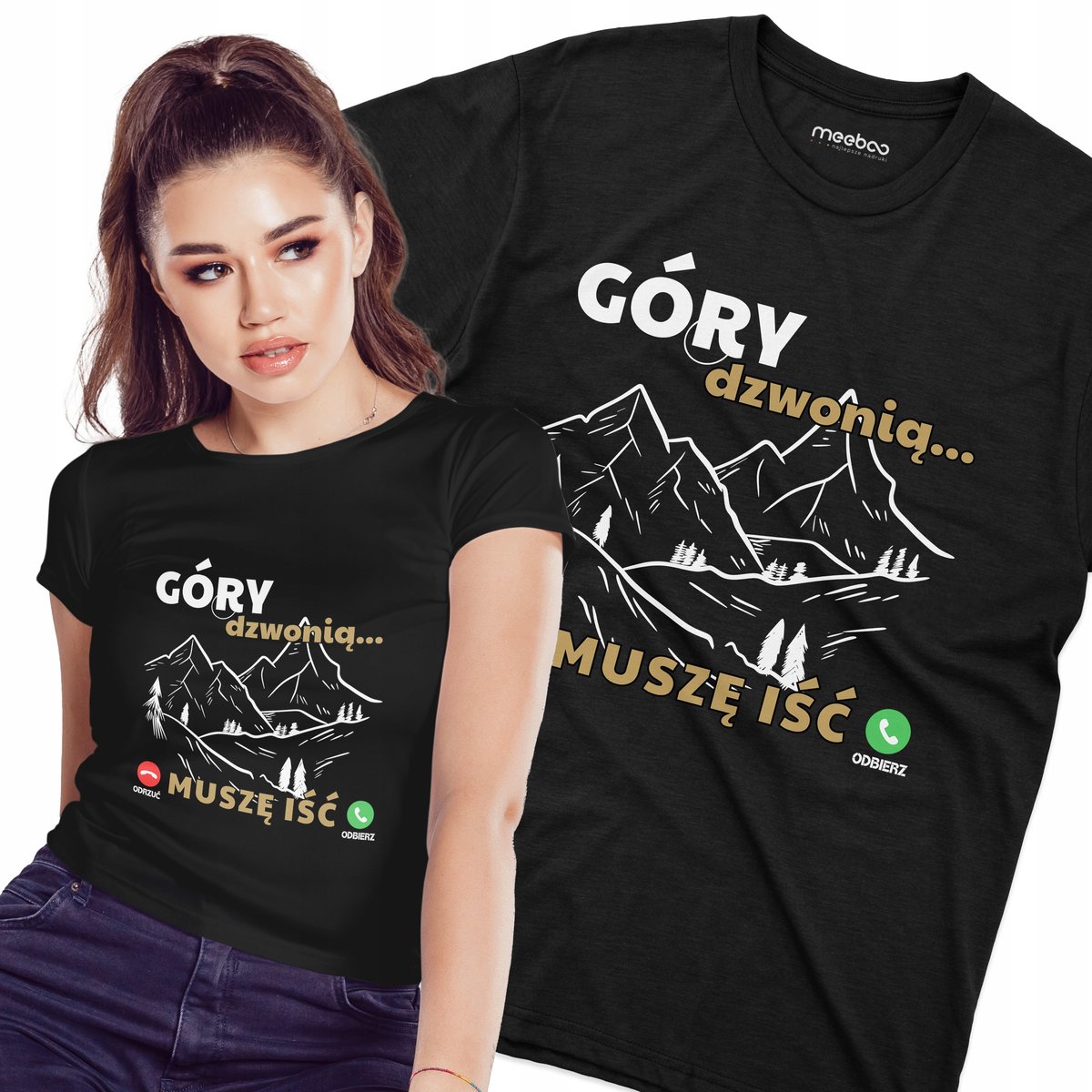 Koszulka damska z nadrukiem GÓRY DZWONIĄ muszę iść na szlak prezent