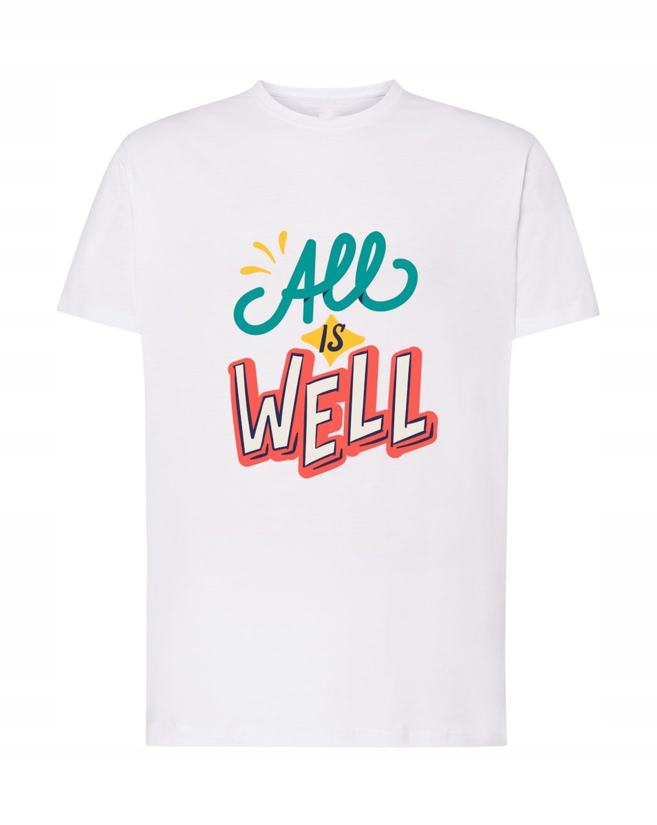T-Shirt męski nadruk napis All is WELL Rozm.S