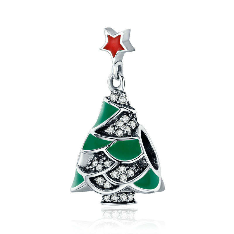 Zawieszka Charms SREBRO 925 Koralik do PANDORA Drzewo Choinka Święta Bożego Narodzenia