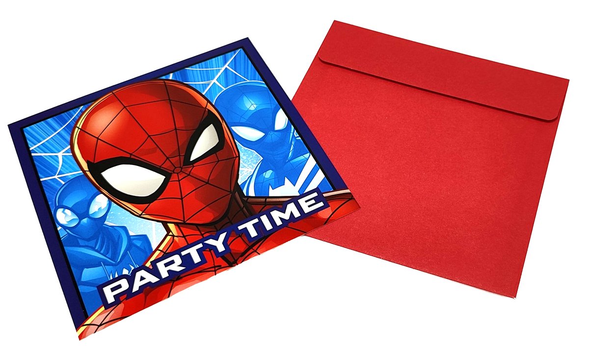 Zaproszenia urodzinowe z kopertami Marvel Spider-Man 12 x 12 cm