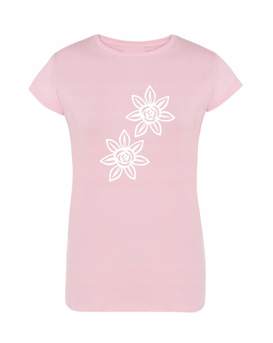 T-Shirt damski wakacyjny nadruk Kwiatki r.L