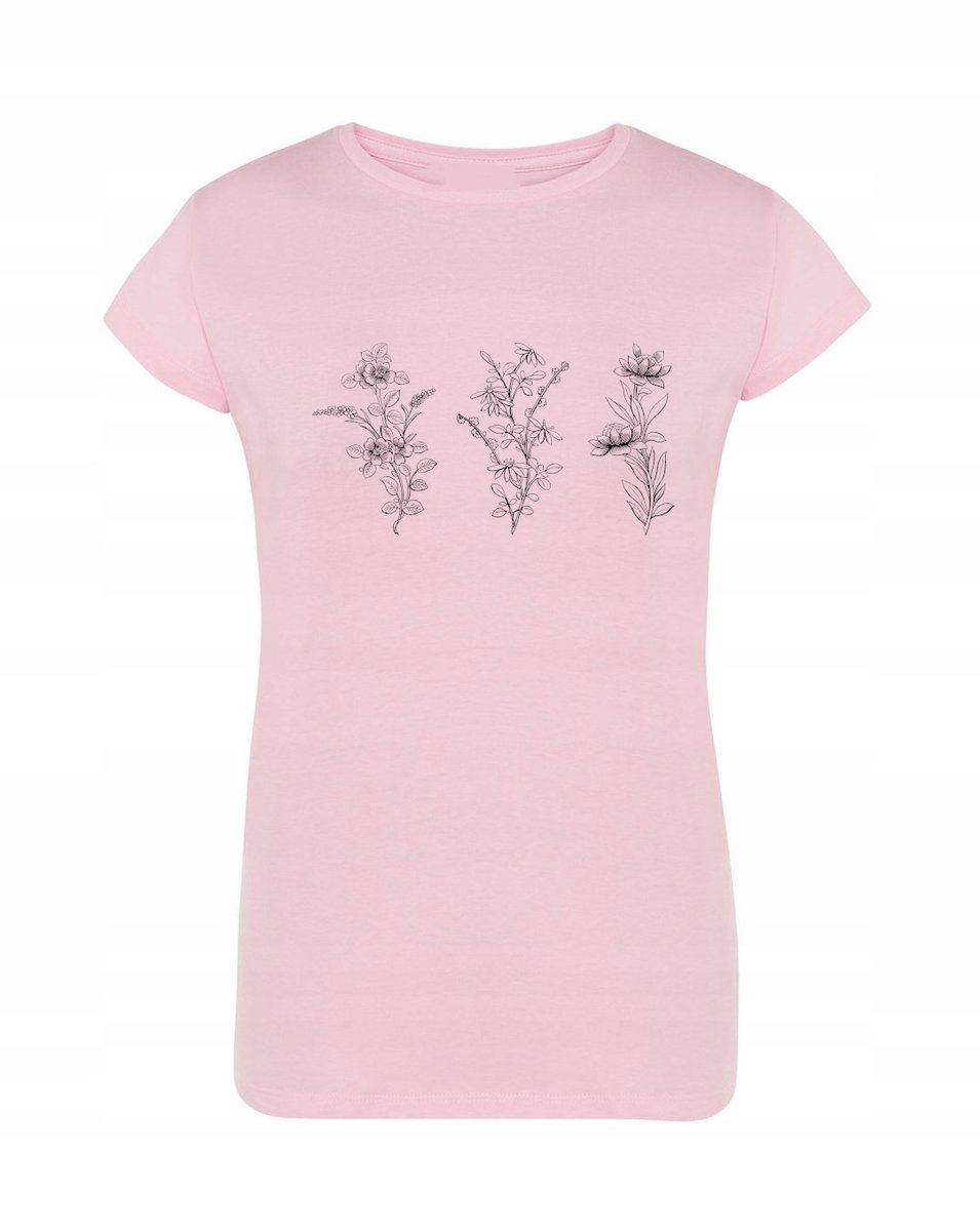 T-Shirt damski fajny nadruk Kwiatki r.L